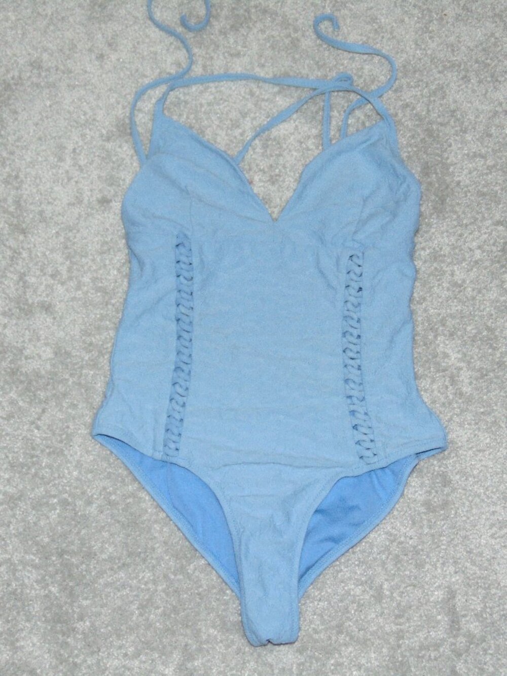 Jessica Simpson Women's Blue Floral Soft Cup One Piece Swimsuit Sport Medium